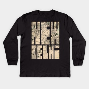 New Delhi, India City Map - Vintage Kids Long Sleeve T-Shirt